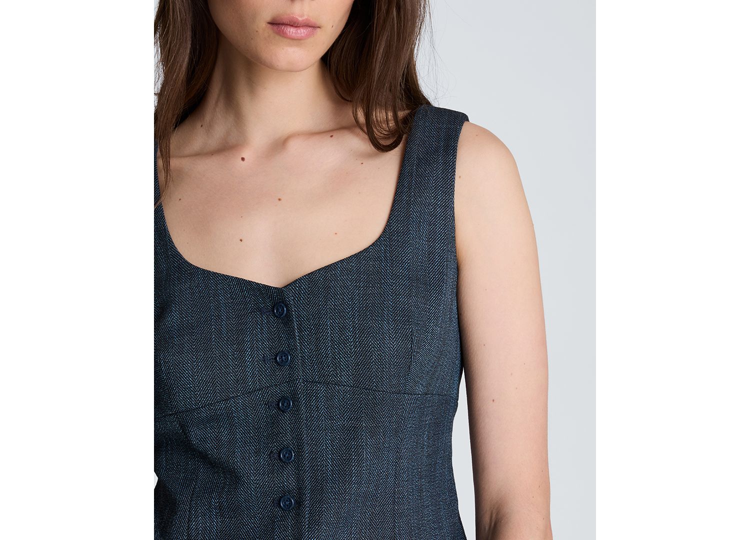 Women's Sleeveless Button-Front Bustier Vest