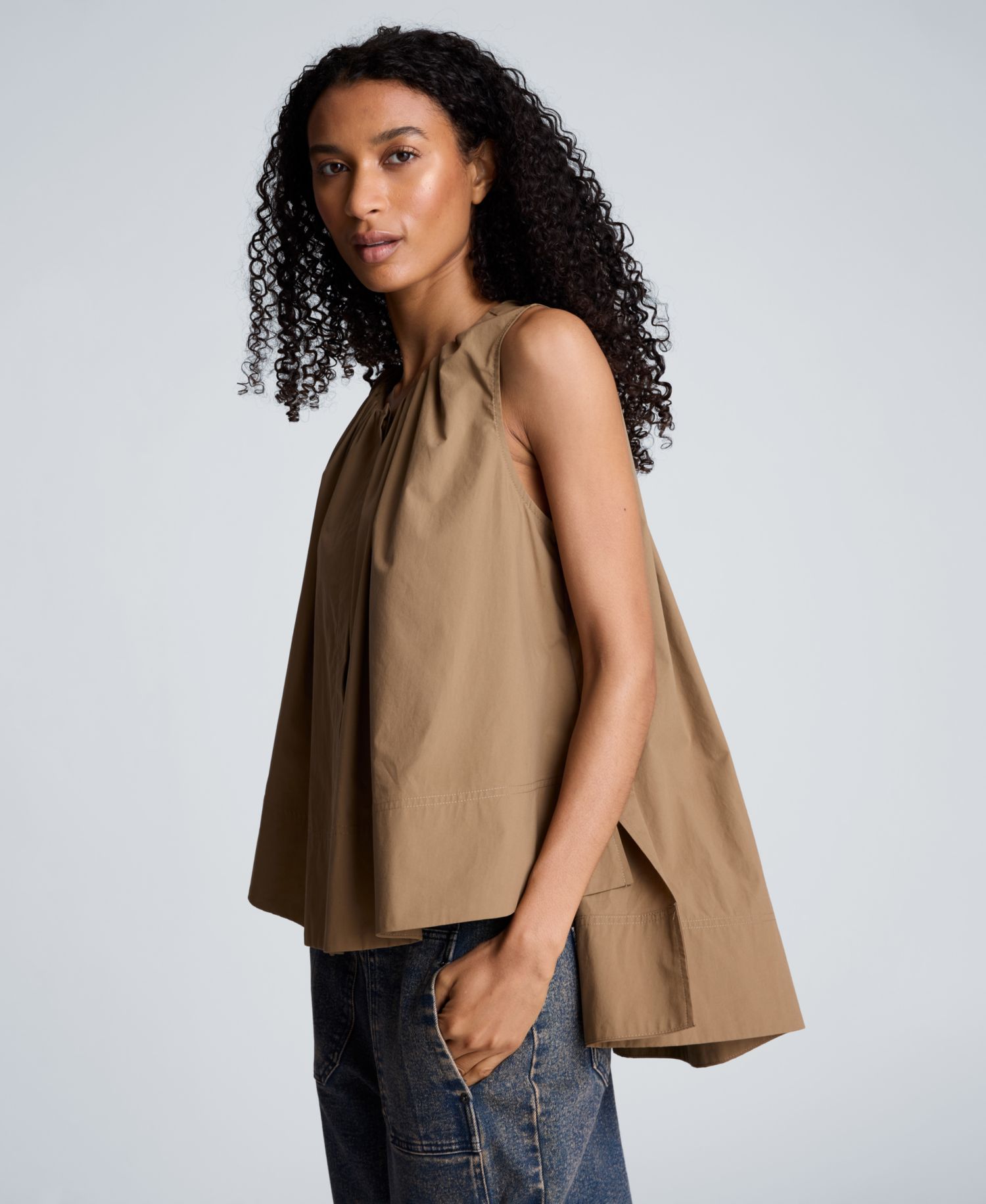 Women's High-Low Tent Poplin Top