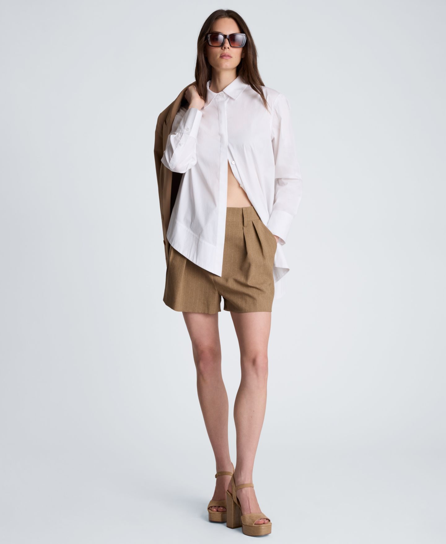 Женская рубашка Kenneth Cole Asymmetric-Hem Poplin, цвет: Чистый белый — фото 2