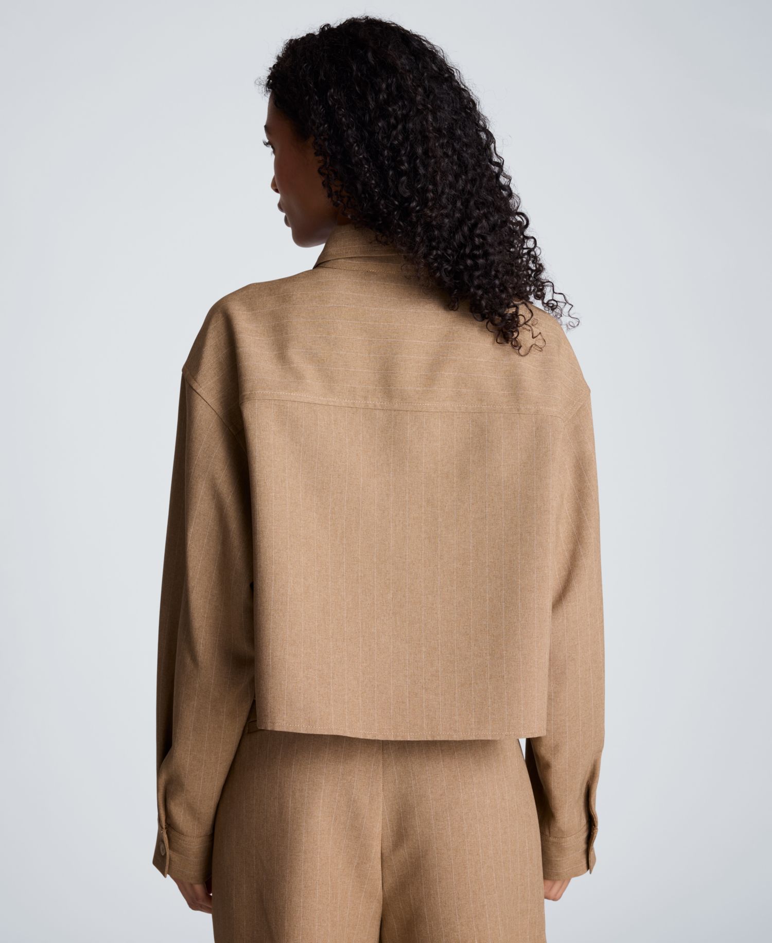 Women's Oversized Collared Long-Sleeve Crop Shirt