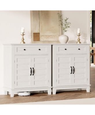 2 Piece Farmhouse Sideboard Buffet Cabinet, Coffee Bar Storage with Adjustable Shelves