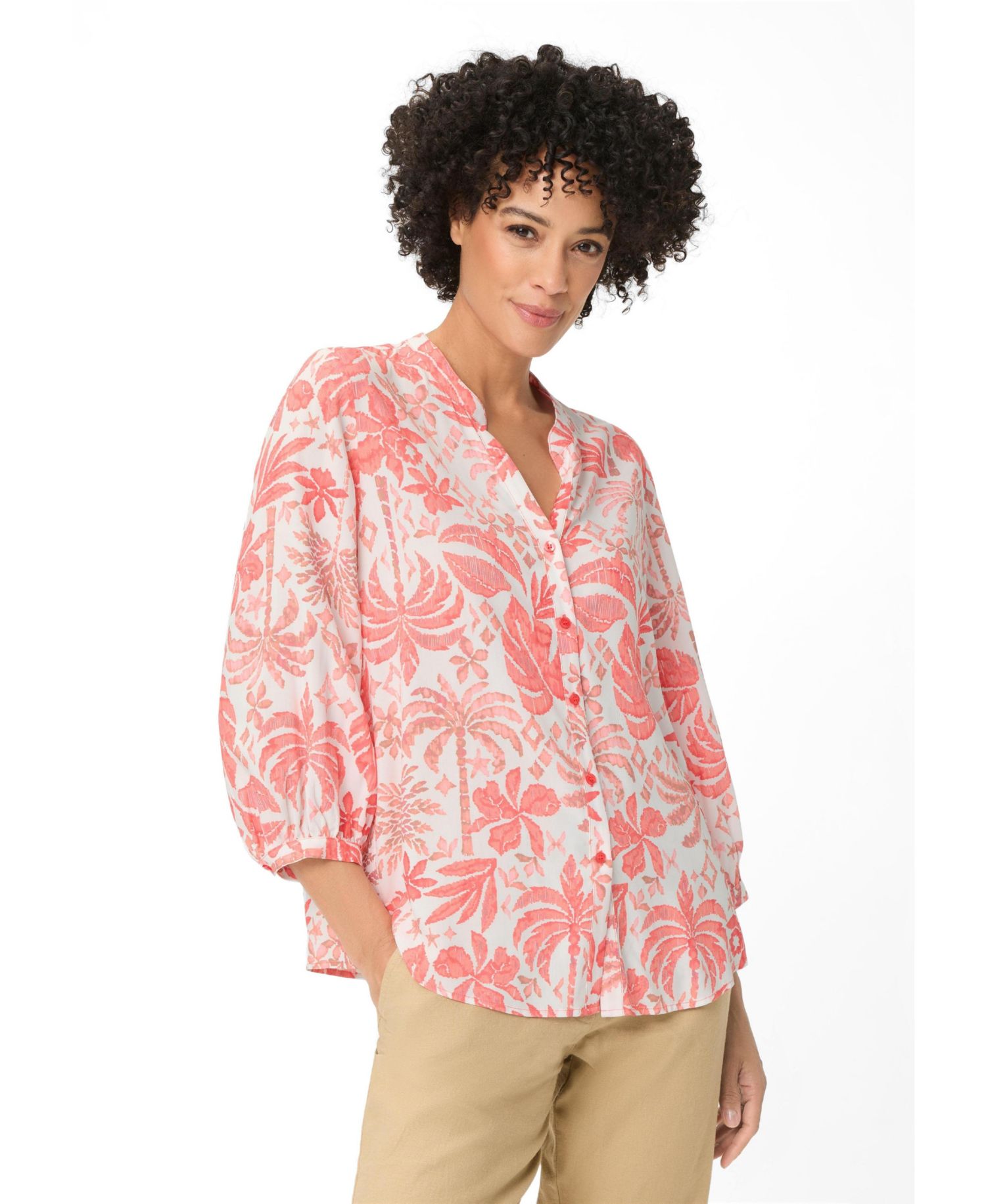 Women's Ornamental Botanic Print Tunic Shirt