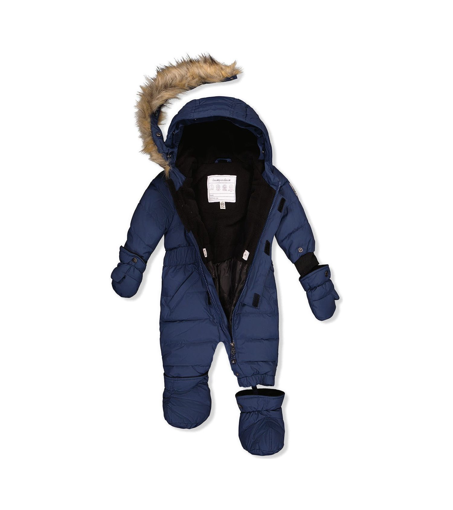 Baby Unisex Original One Piece Puffy Snowsuit with Removable Mittens and Boots.