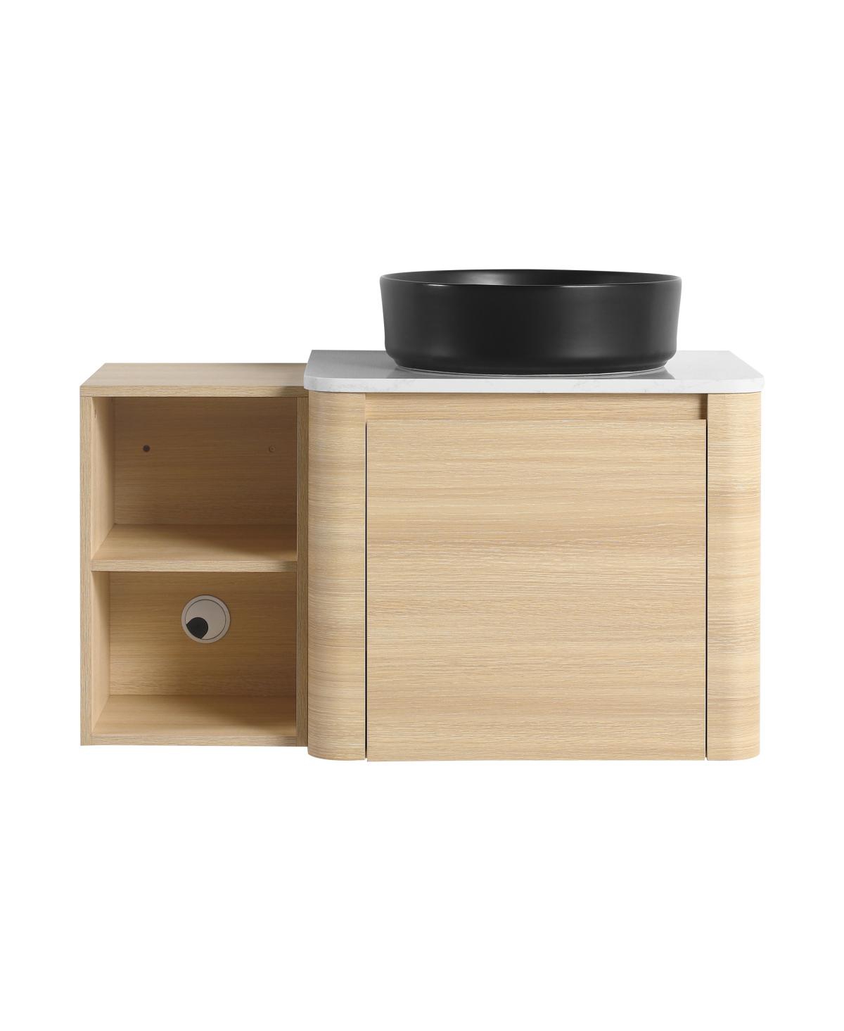 Sillysis Inch Wall Mounted Bathroom Vanity with Ceramic Vessel Sink