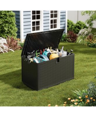 120 Gallon Outdoor Storage Box - Lockable Resin Deck Bin for Garden Tools, Patio Furniture Cushions - Waterproof, Weather and UV Resistant