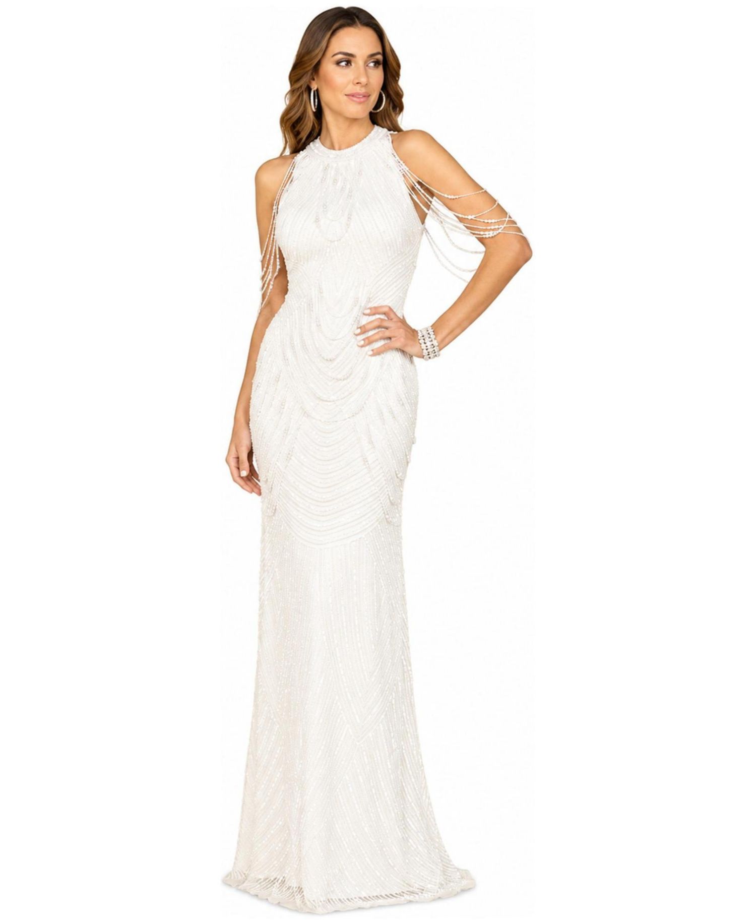 Women's Halter Neck Gown with Fringe