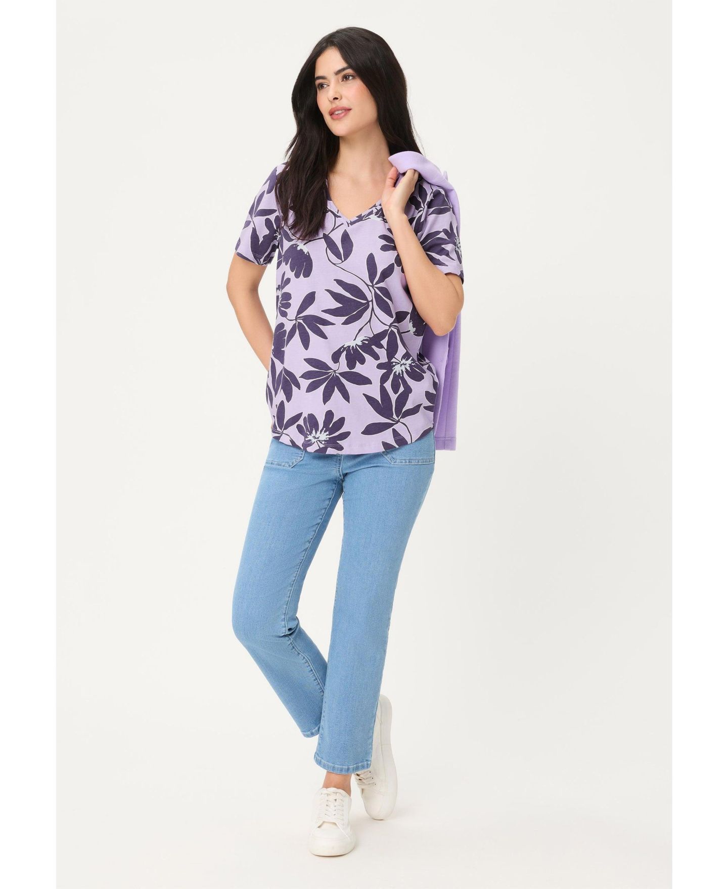 Женская футболка Olsen Magnolia Print, цвет: Фиолетовый — фото 4