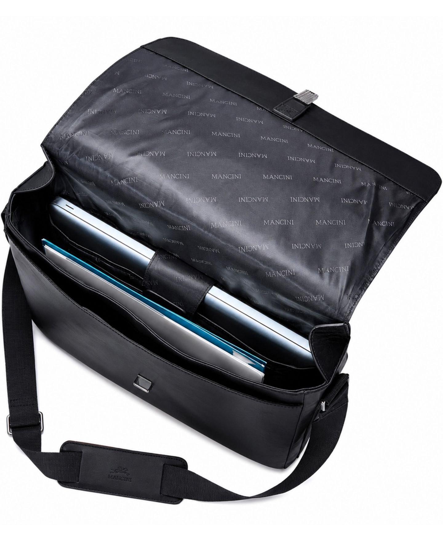 Мужская сумка Mancini Buffalo Collection Laptop Messenger, цвет: Чёрный — фото 3