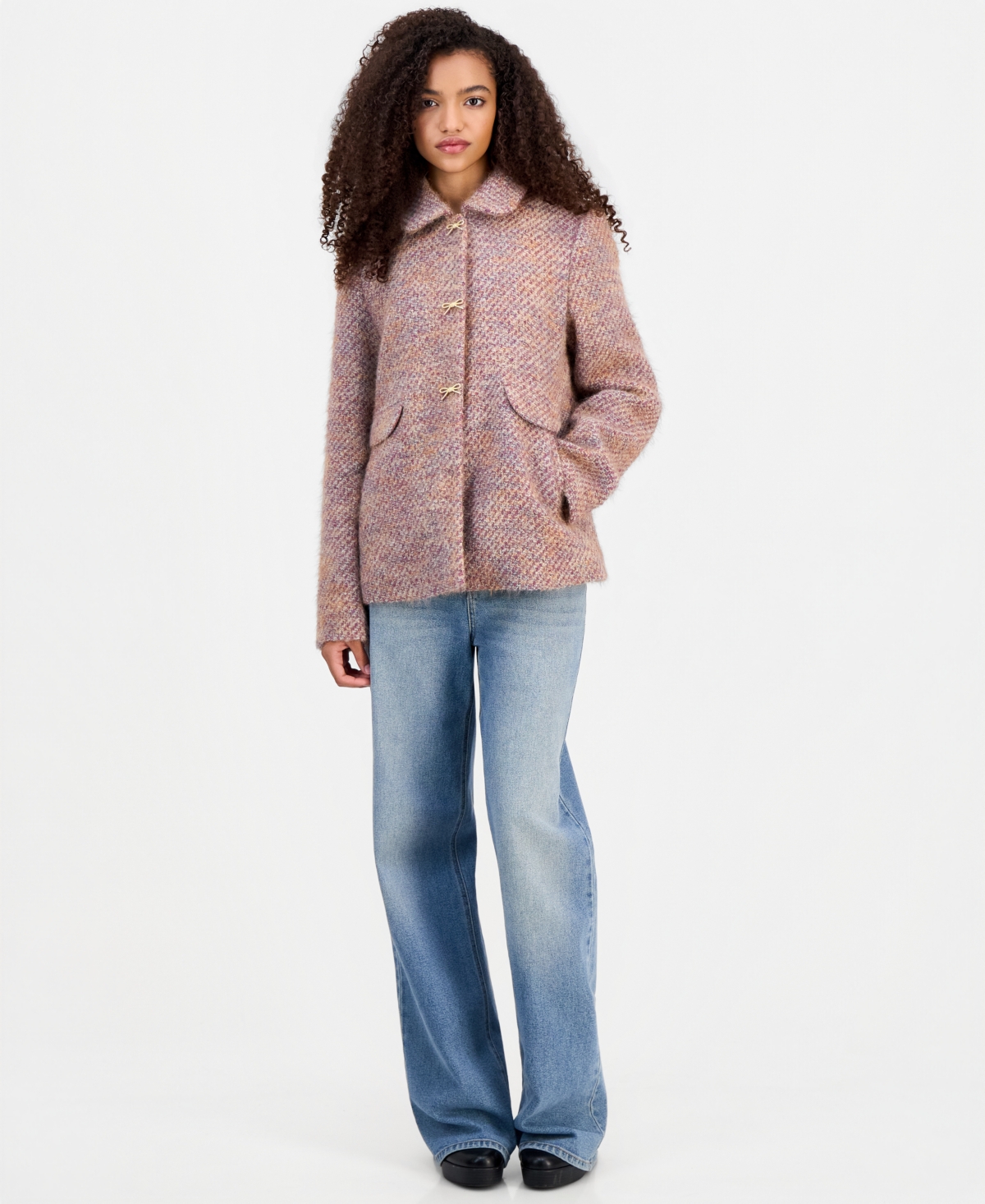 CeCe Women's Tweed Bow-Button Lady Jacket