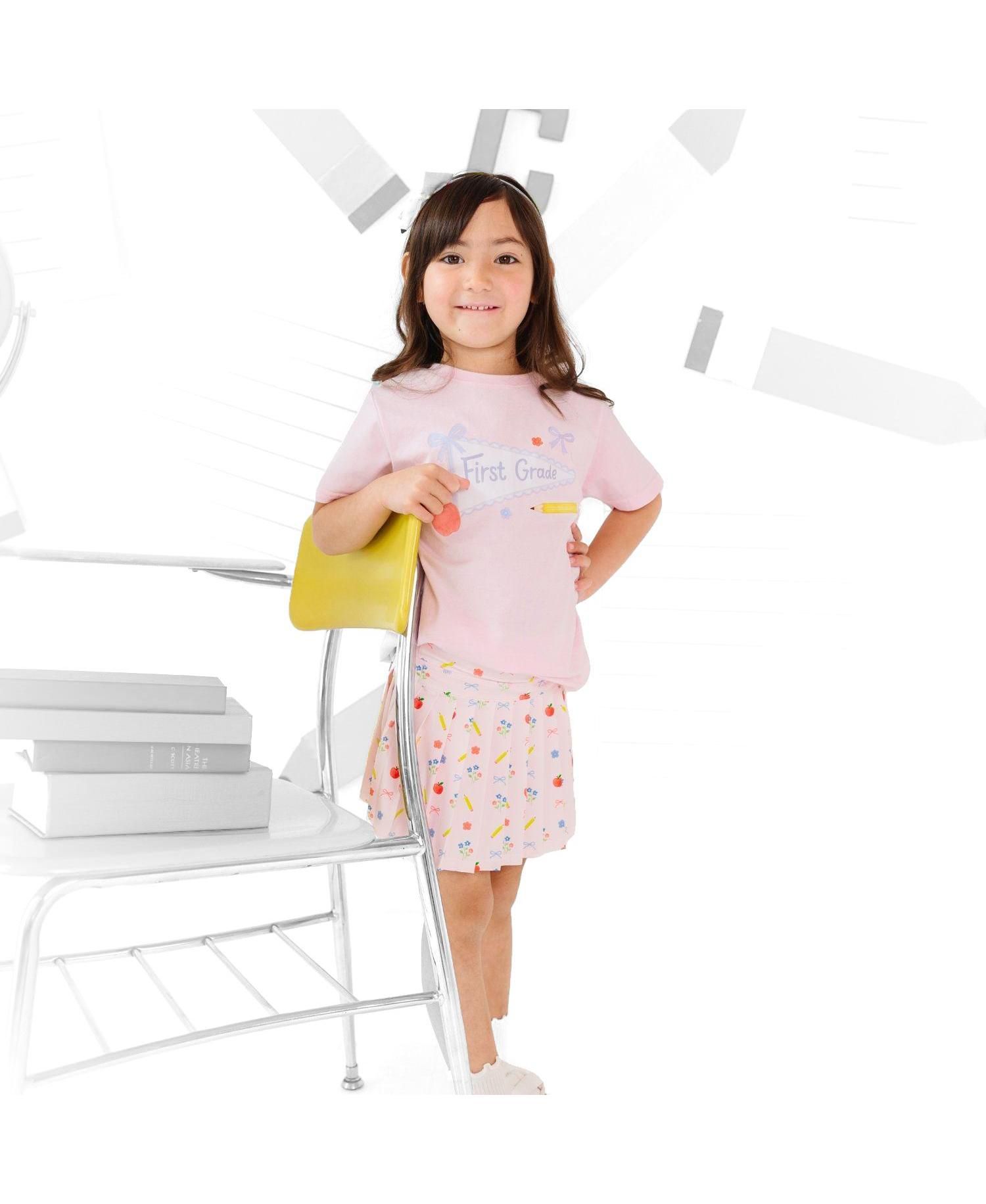 Big Girls First Grade Pennant Short Sleeve T-Shirt