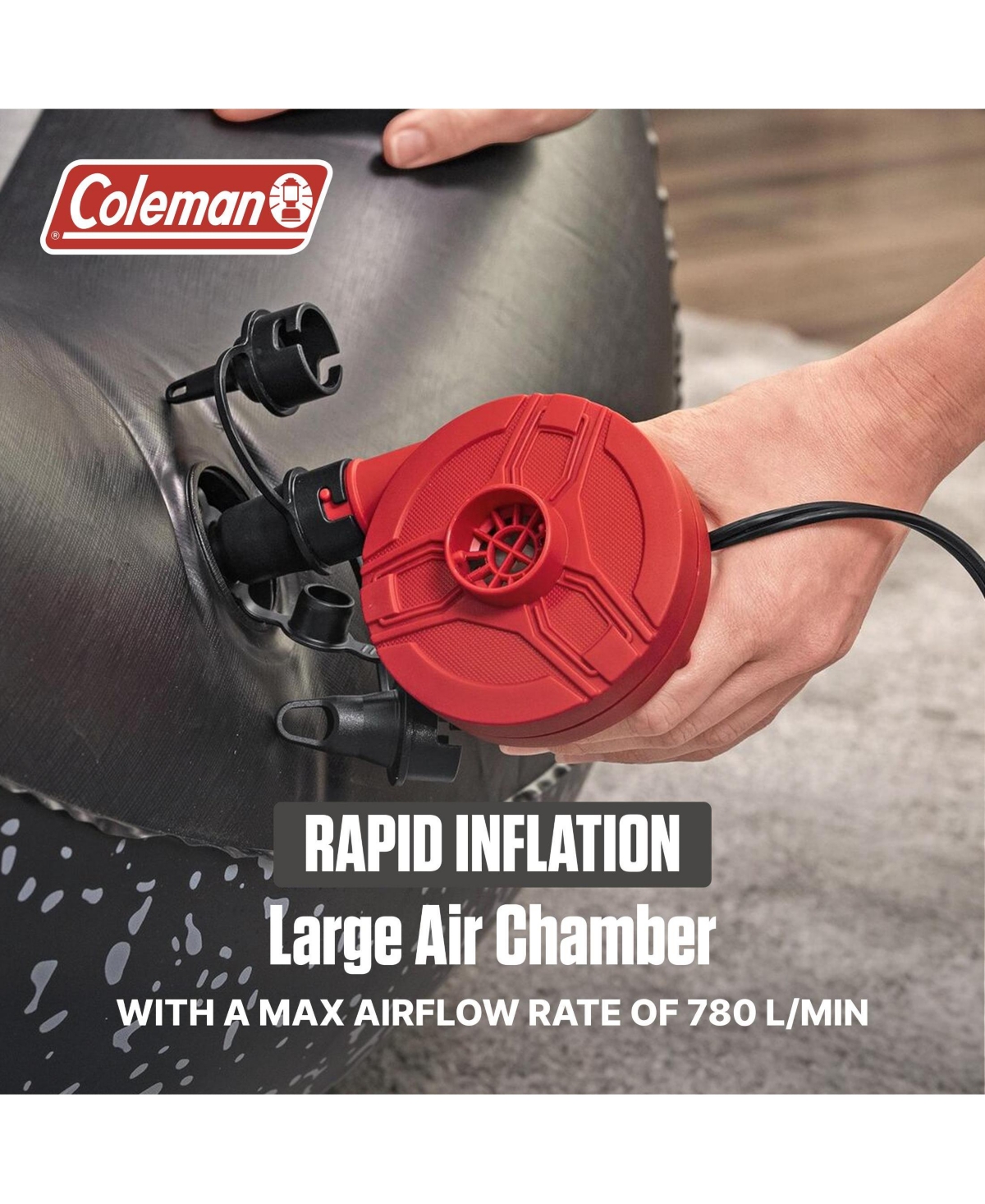 Coleman EasyFlate 12V Dc Electric Air Pump, Car Plug Inflator with 3 Adapters