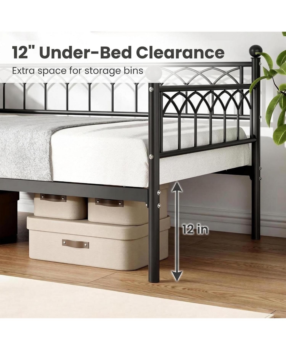 gaomon Daybed, Sofa Bed Frame with Metal Steel Slat Support, Heavy Duty Frame, Space Saving, Easy Assembly, for Small Spaces