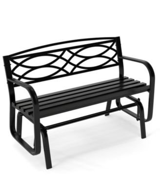 2-Person Metal Glider Bench with Curved Armrests