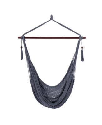 Caribbean Hammock Chair with Metal Spreader Bar Woven Rope Swing Seat