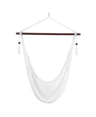 Caribbean Style Hammock Chair Metal Spreader Bar Soft-Spun Rope Swing