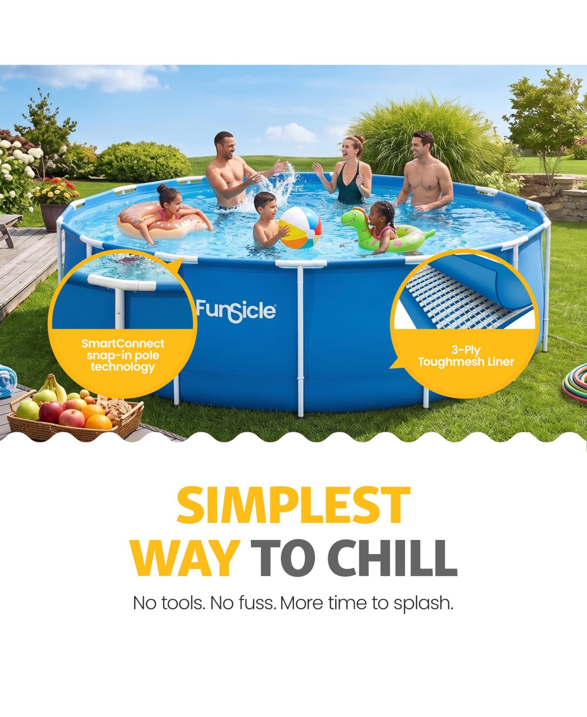 Funsicle 15' x 48" Outdoor Activity Round Frame Above Ground Swimming Pool Set