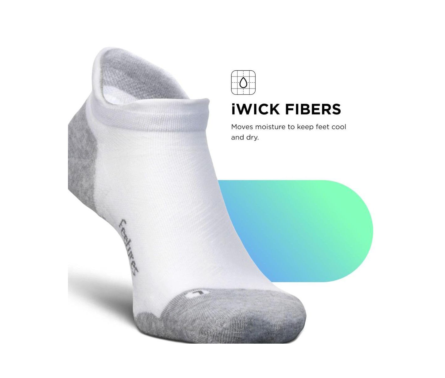 Носки Wicking для мужчин, невидимые под одеждой — Feetures, цвет: Белый — фото 7