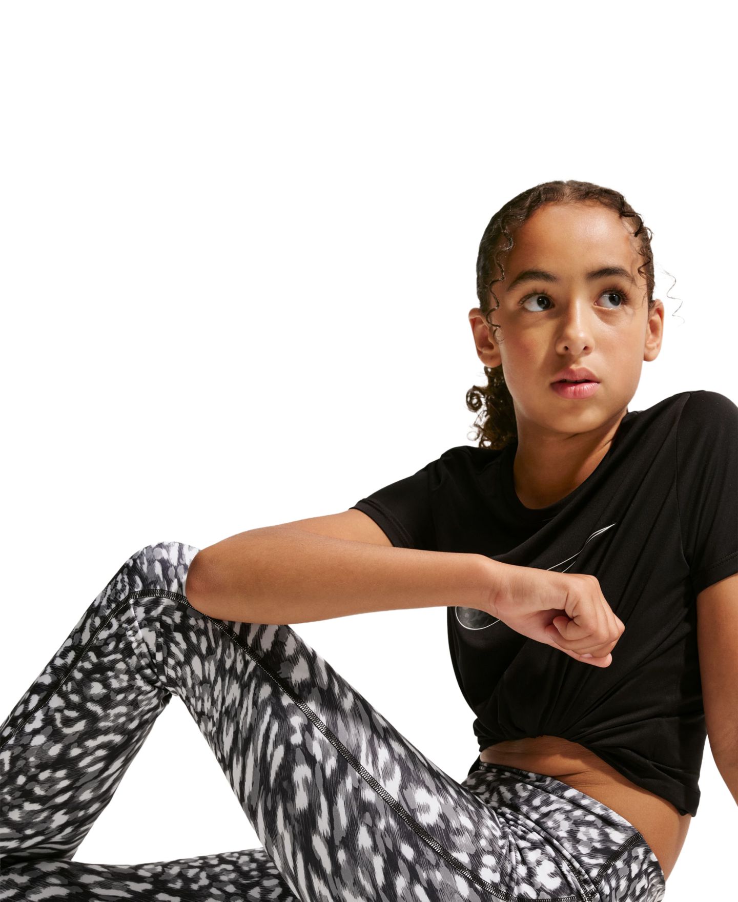 Детские длинные леггинсы Nike для девочек, 7-16, цвет: Чёрный / Белый — фото 4