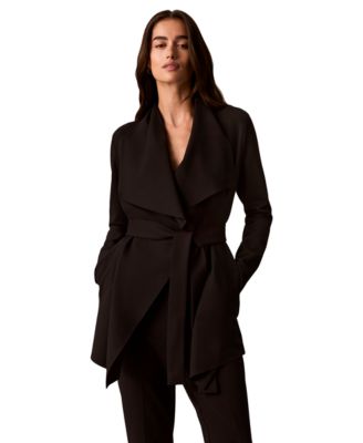 petite Collared Neck Belted Jacket