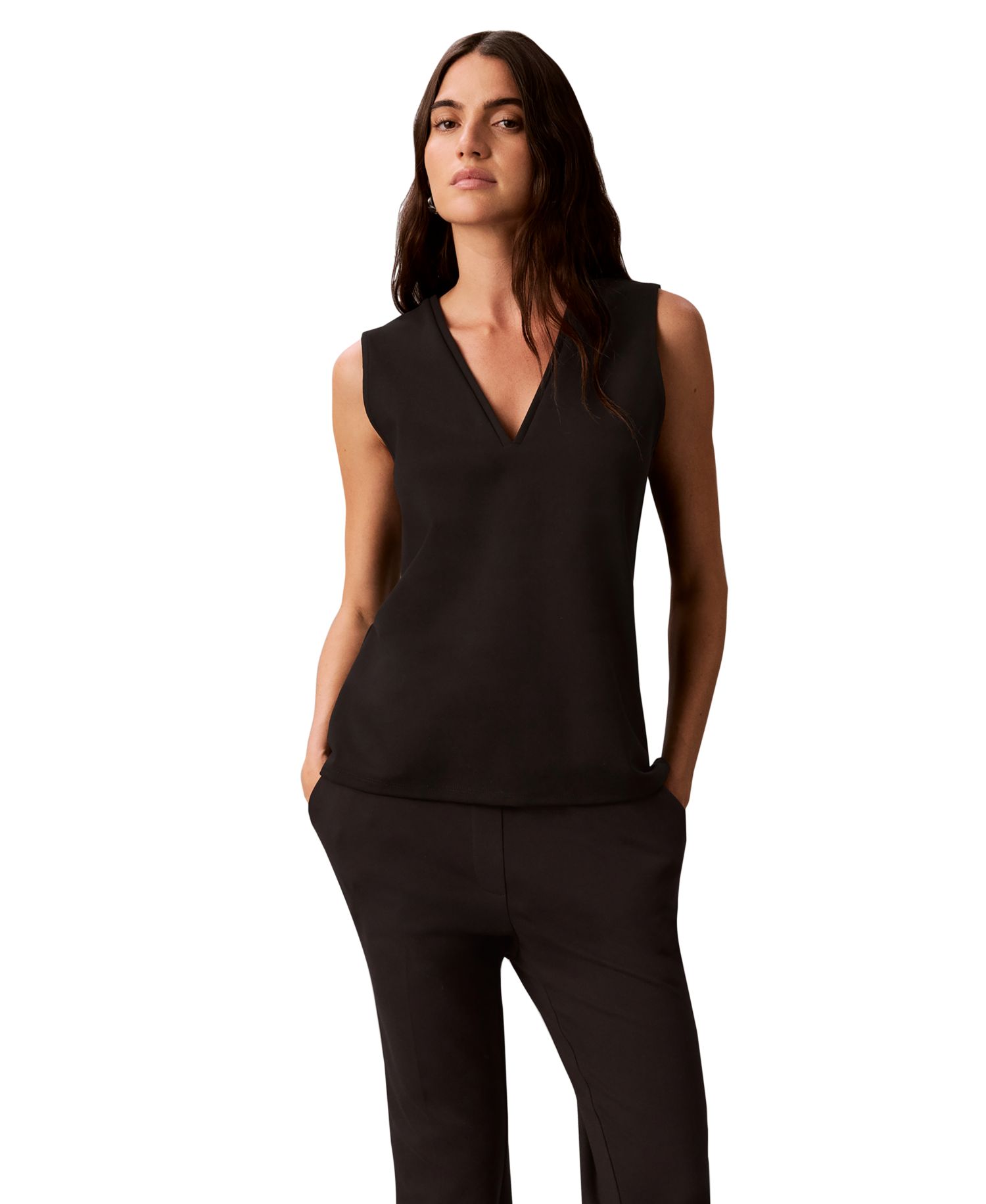 Petite V-Neck Banded Shell Top