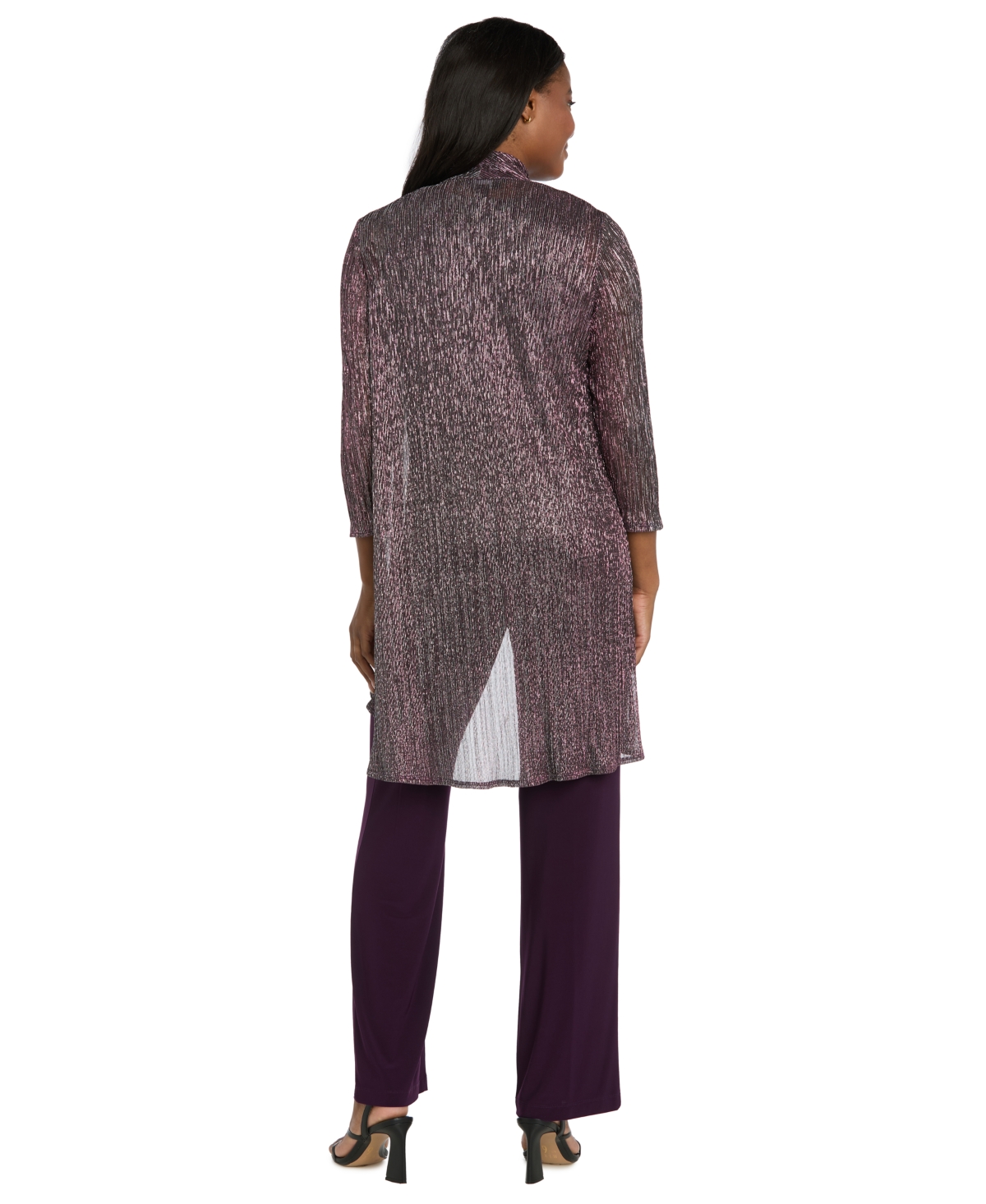 R & M Richards 3-Pc. Metallic Jacket, Necklace Top Pants Set
