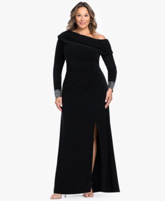 Plus Size Asymmetrical Neck Gown