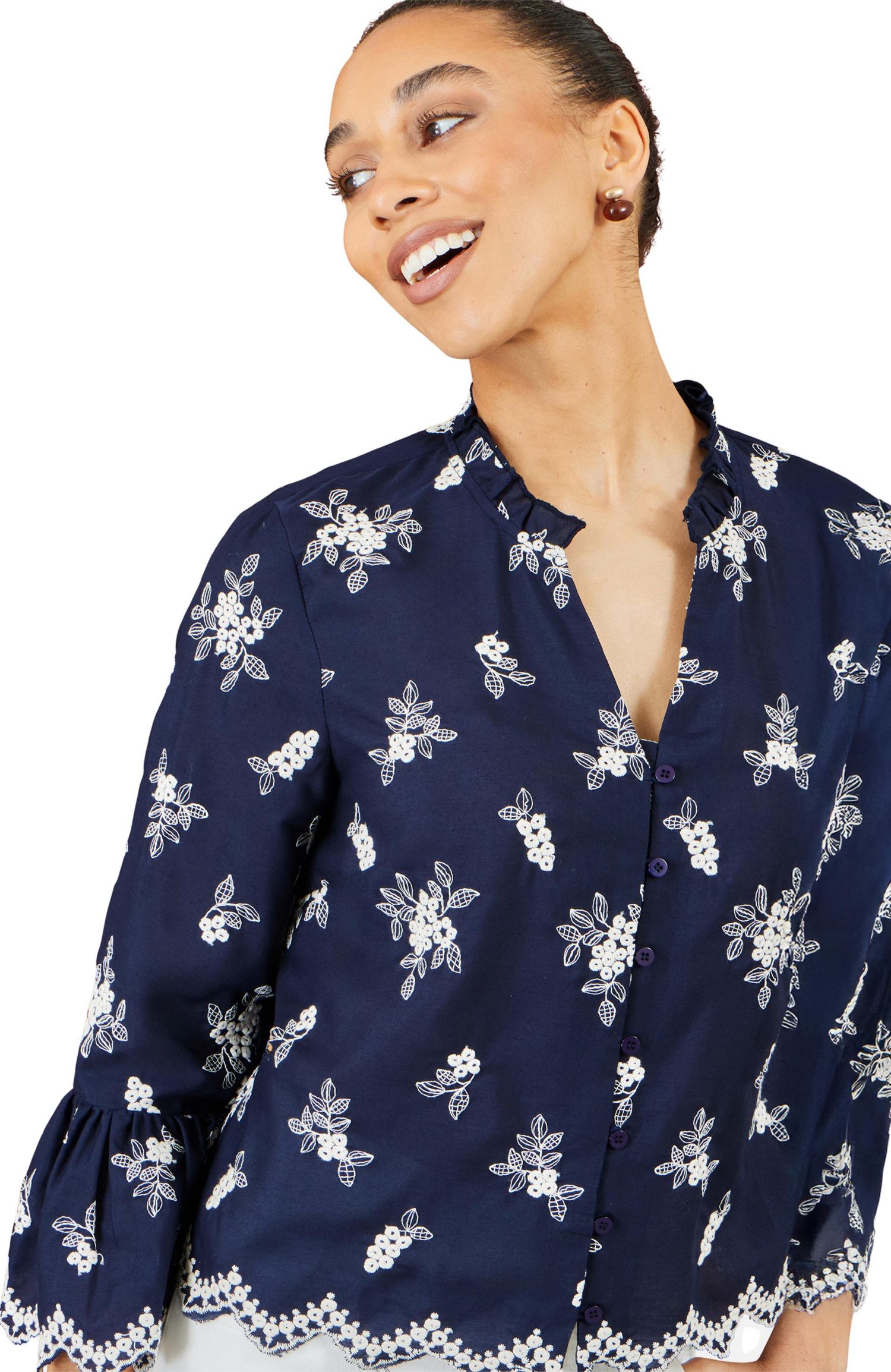 Women's Fluted Sleeves V-Neck Shirt