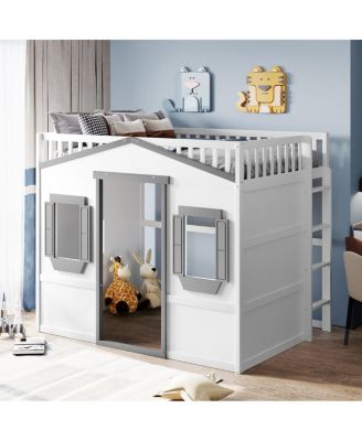 Full Size House Loft Bed With Ladder