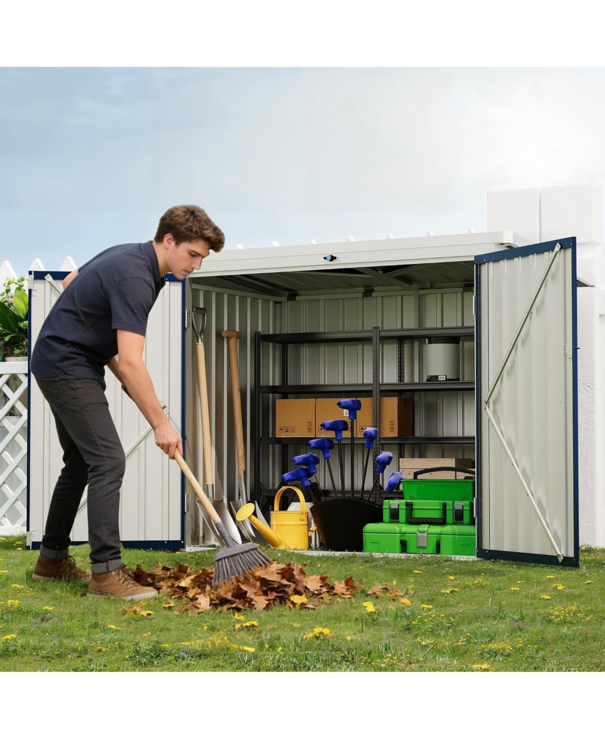 gaomon Spacious Weather-Double Front Doors and Top Opening - Secure and Durable Waste Bin Enclosure