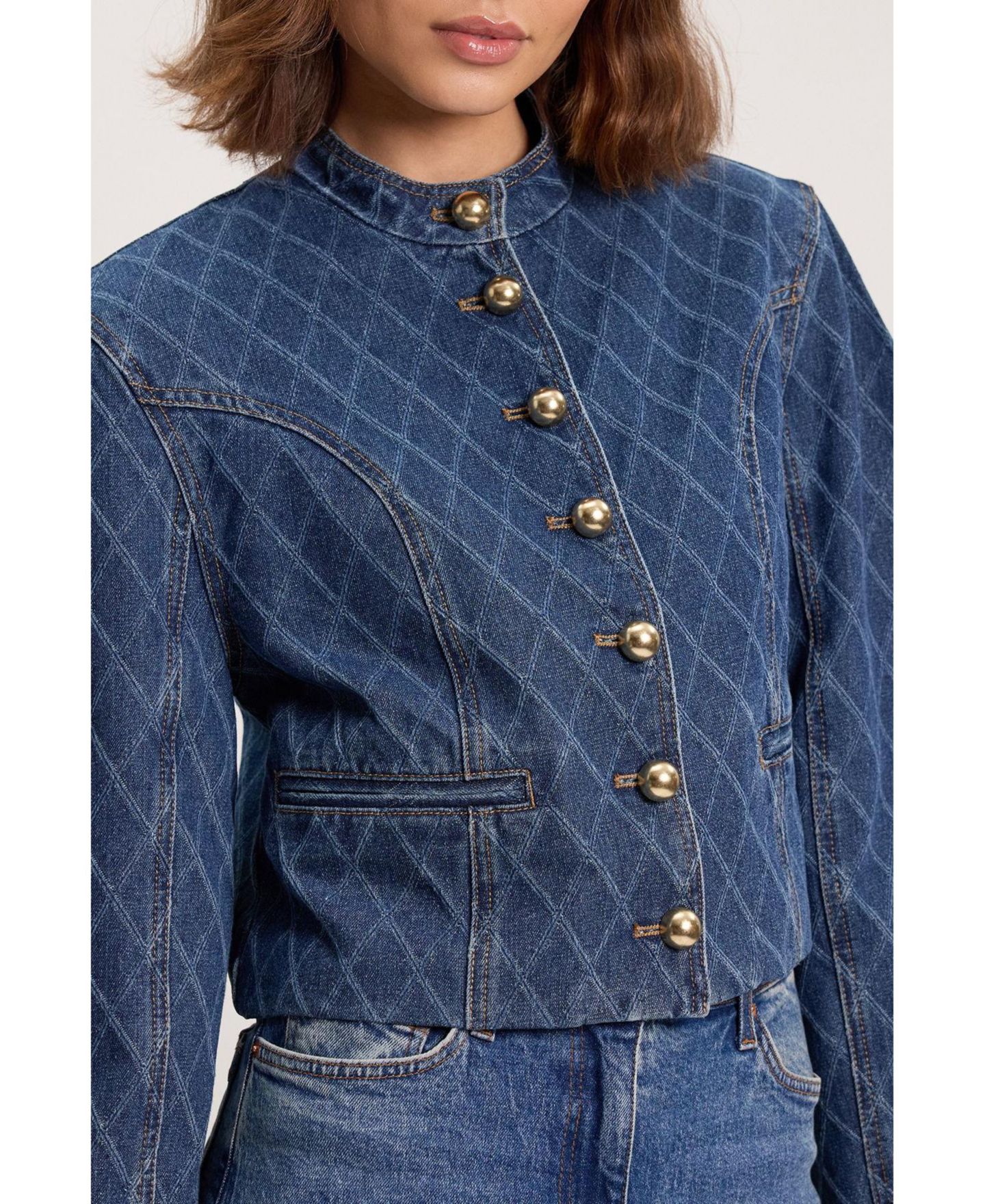 Женская куртка Karen Millen Denim Balloon, цвет: Синий — фото 4