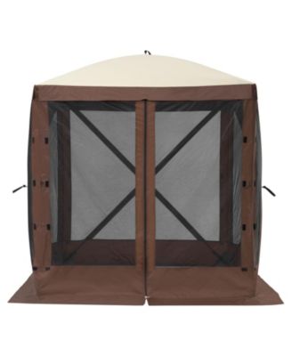 Pop Up Gazebo Tent Pop-Up Screen Tent 4 Sided Canopy Sun Shelter Brown