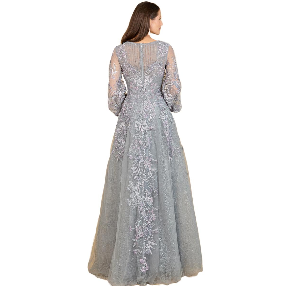Lara Women's V Neckline Balloon Sleeve Gown