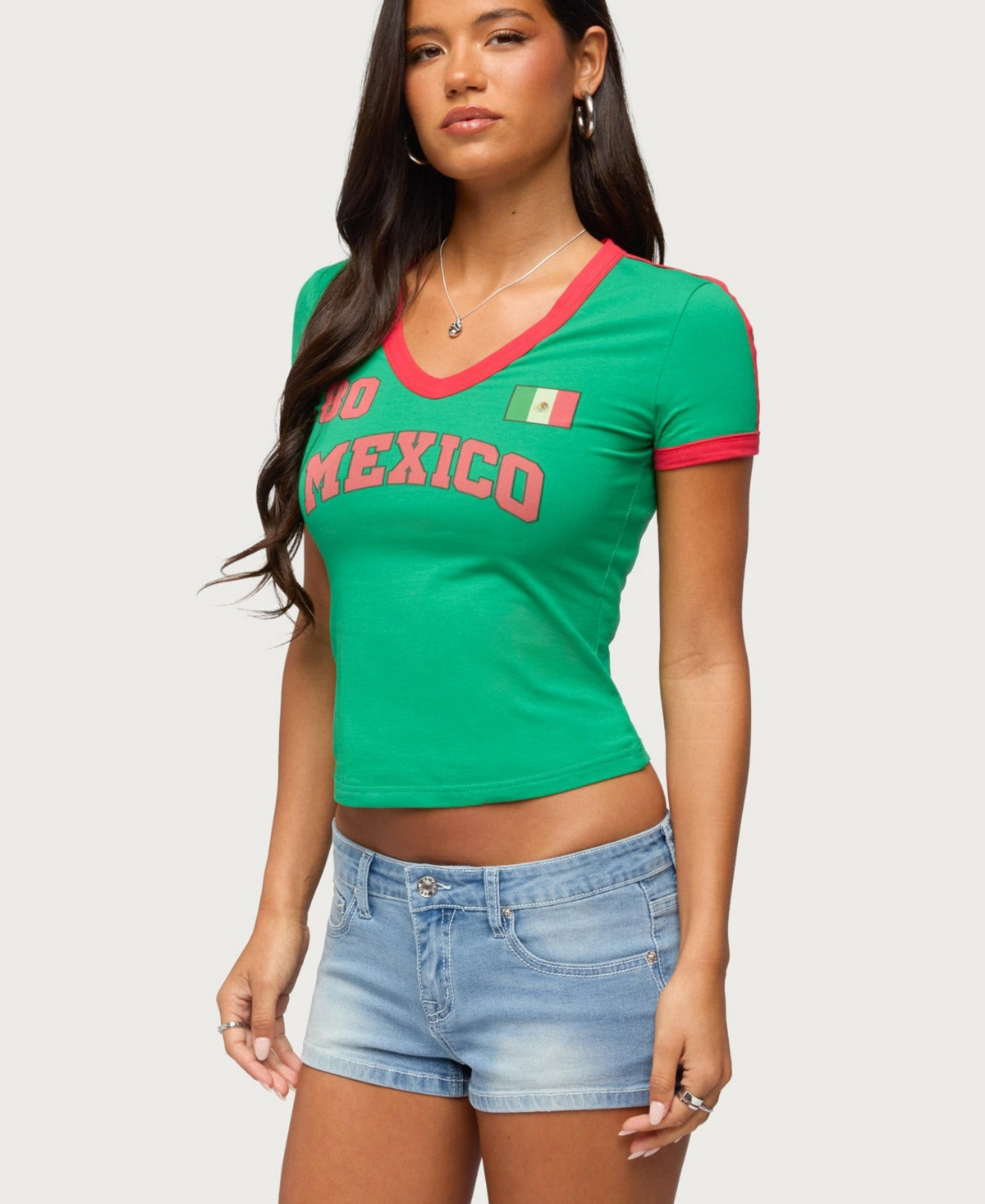 Edikted Women's Mexico 08 V Neck T Shirt