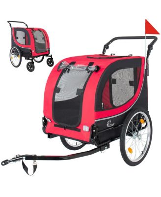 2-in-1 Foldable Pet Bike Trailer and Stroller for Dogs up to 100lbs