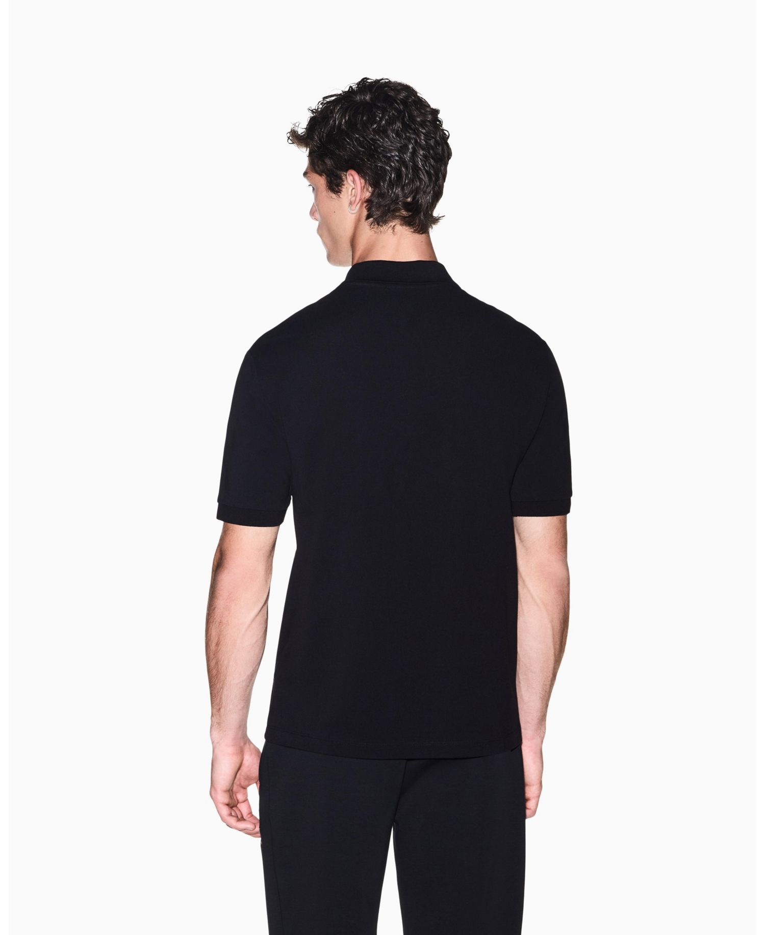 Men's Black And Gold Short Sleeves Pique Polo Shirt