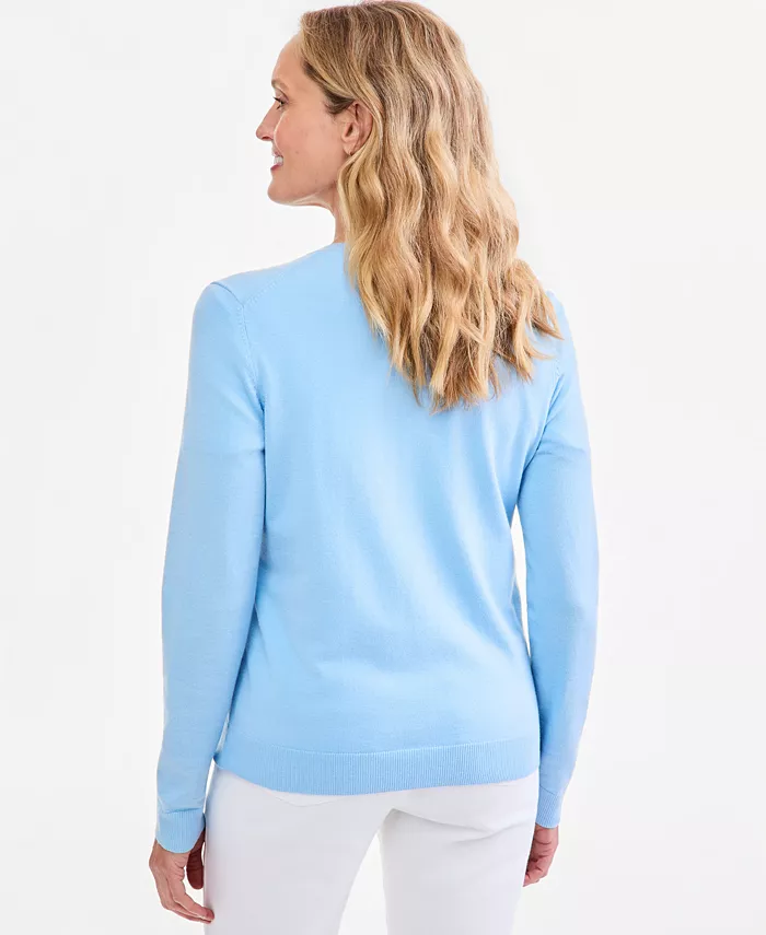 Women's Crewneck Button-Down Cardigan Sweater - thumbnail 7