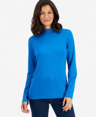 Women's Cotton Mock-Neck Long-Sleeve Tee