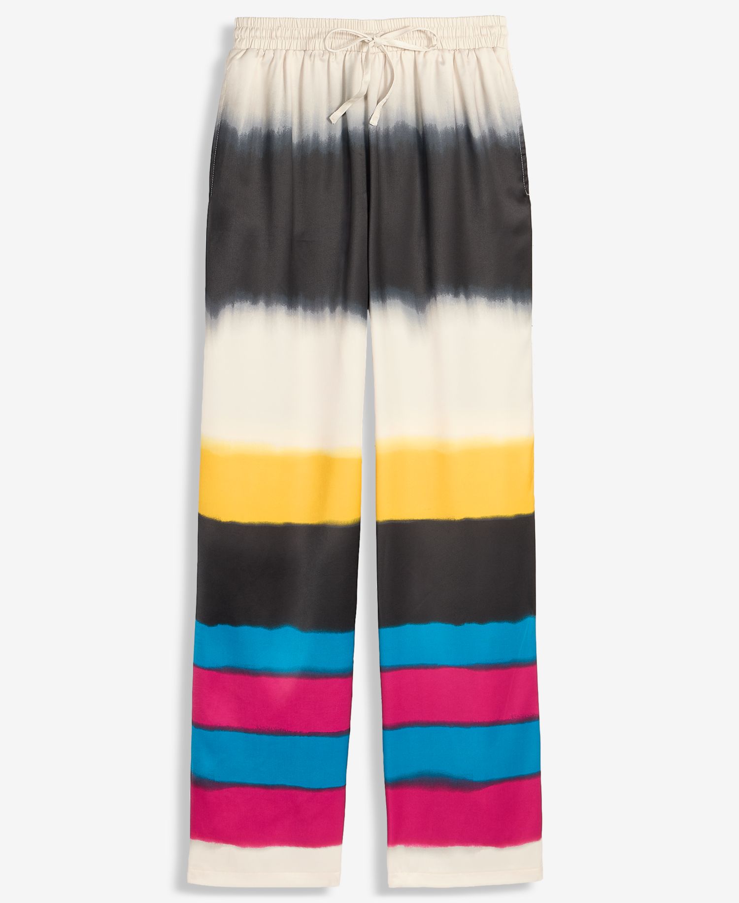 Women's Stripe Print Satin Tie-Waist Pant