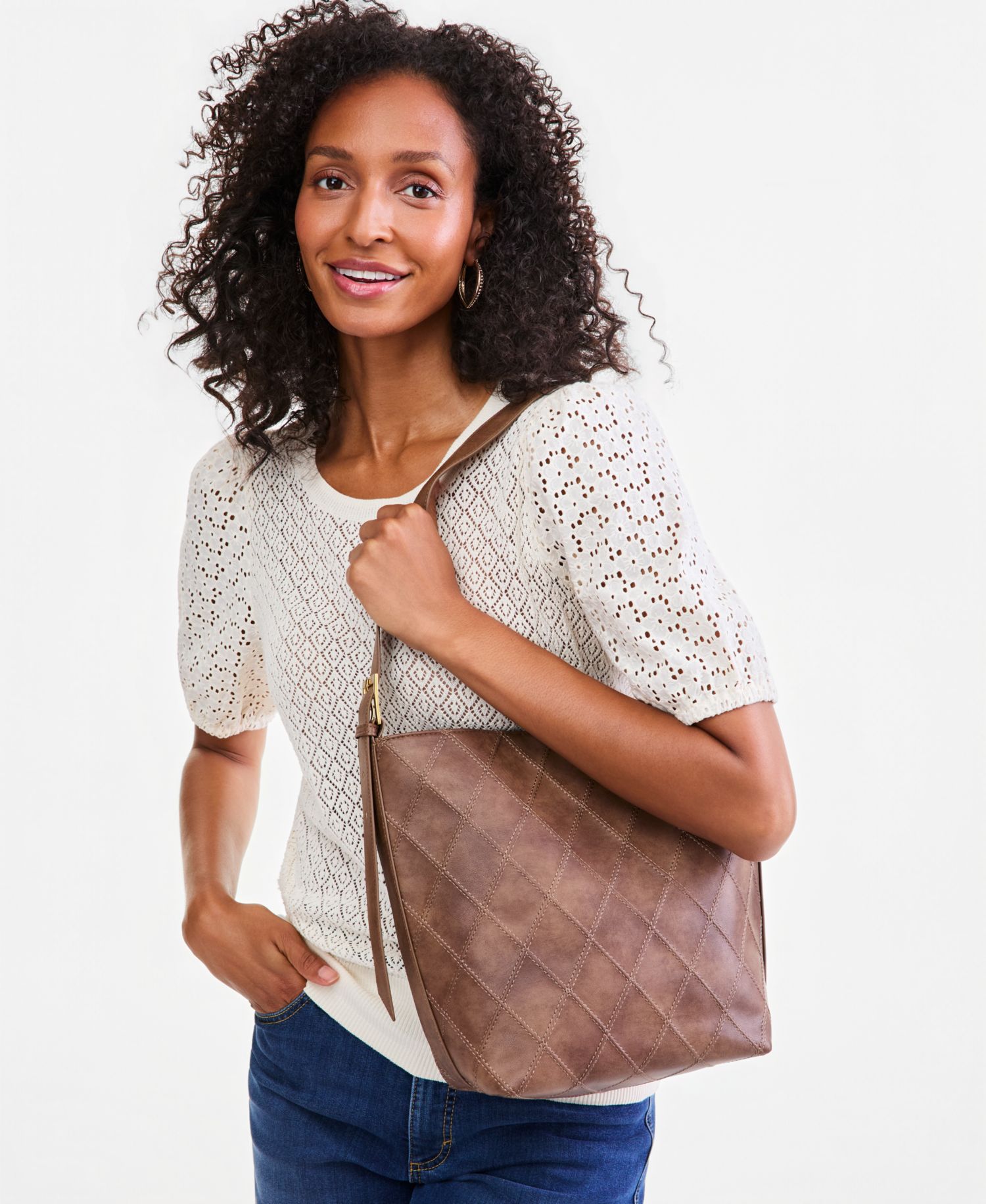 Diamond Quilted Bucket Bag