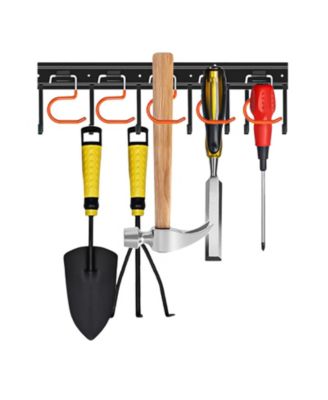 Metal Garden Tool Organizer Wall Mount Heavy Duty Hooks Shed Storage