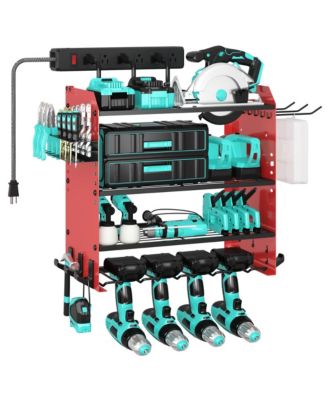 Power Tool Organizer Wall Mount Charging Station Drill Holder Storage Rack