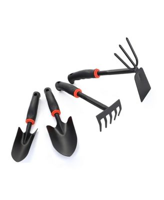 Garden Tool Set 4 Pieces Shovels Rake Cultivator Rust-resistant Iron Rubber Grip