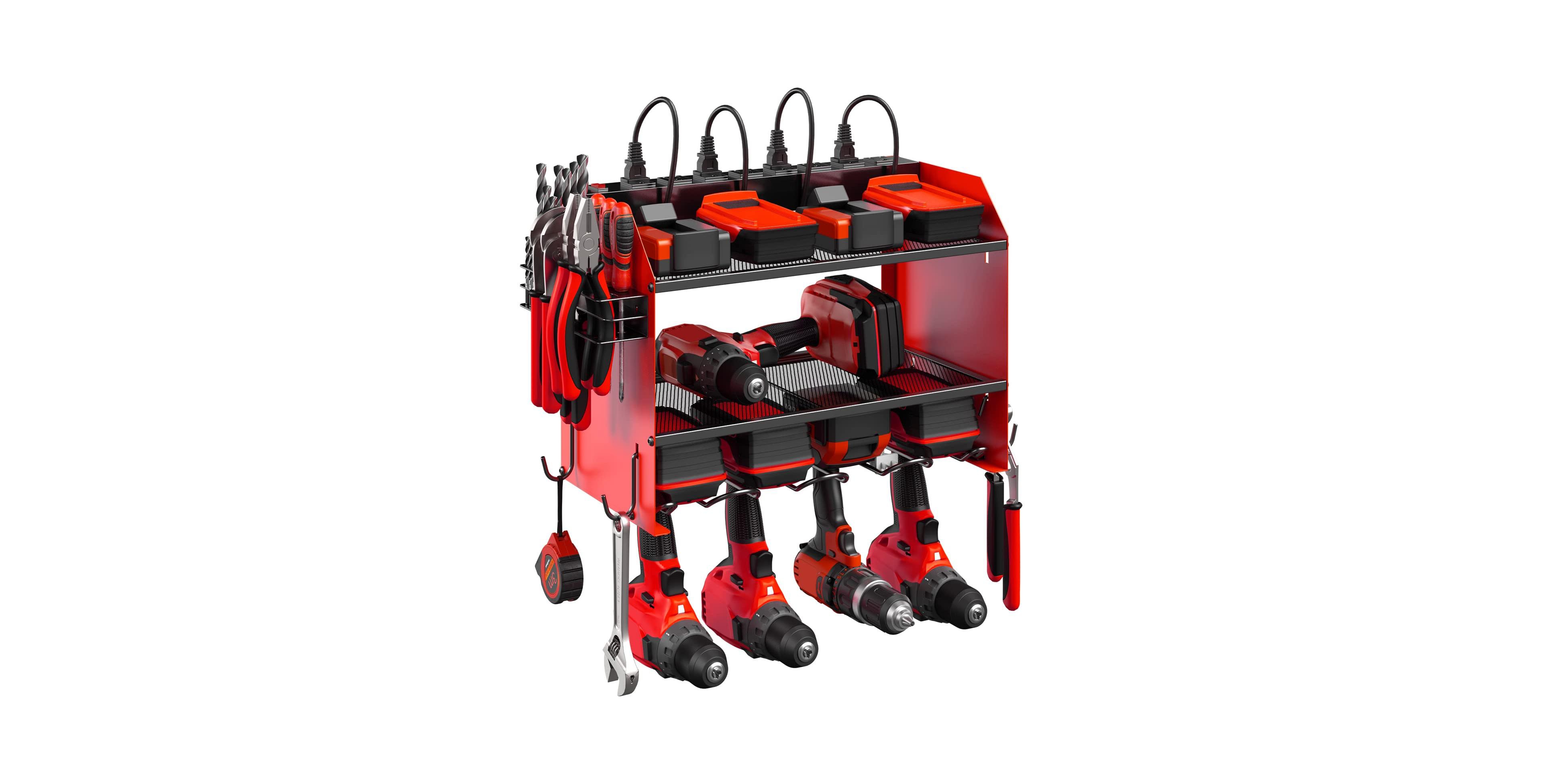 Xdovet Power Tool Organizer Wall Mount Charging Station Rack Holder 8 Outlet