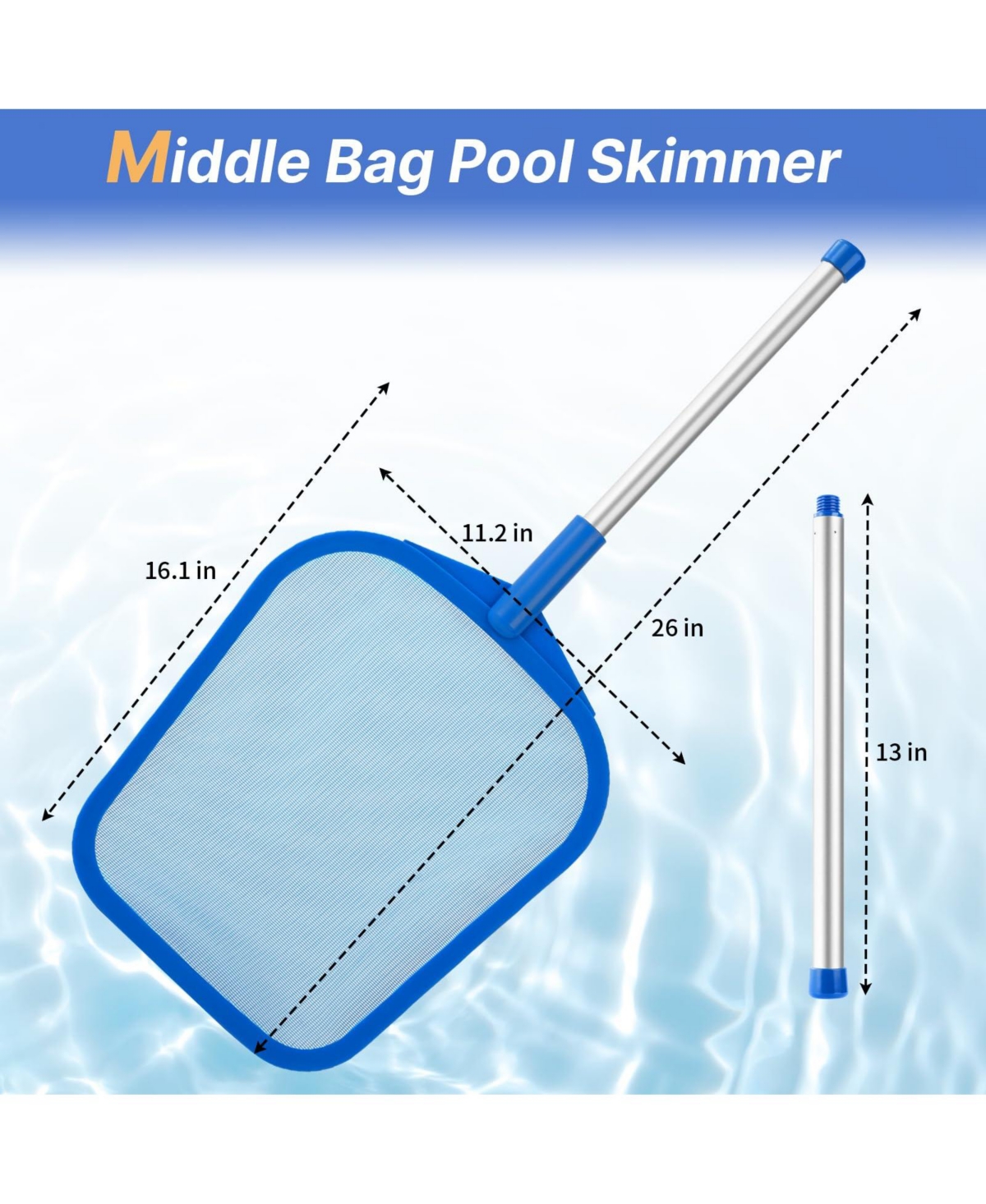 Xdovet Pool Skimmer Net Pole Aluminum Mesh Leaf Rake