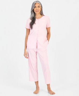 Women's 2-Piece Cotton Printed Cropped Pajama set