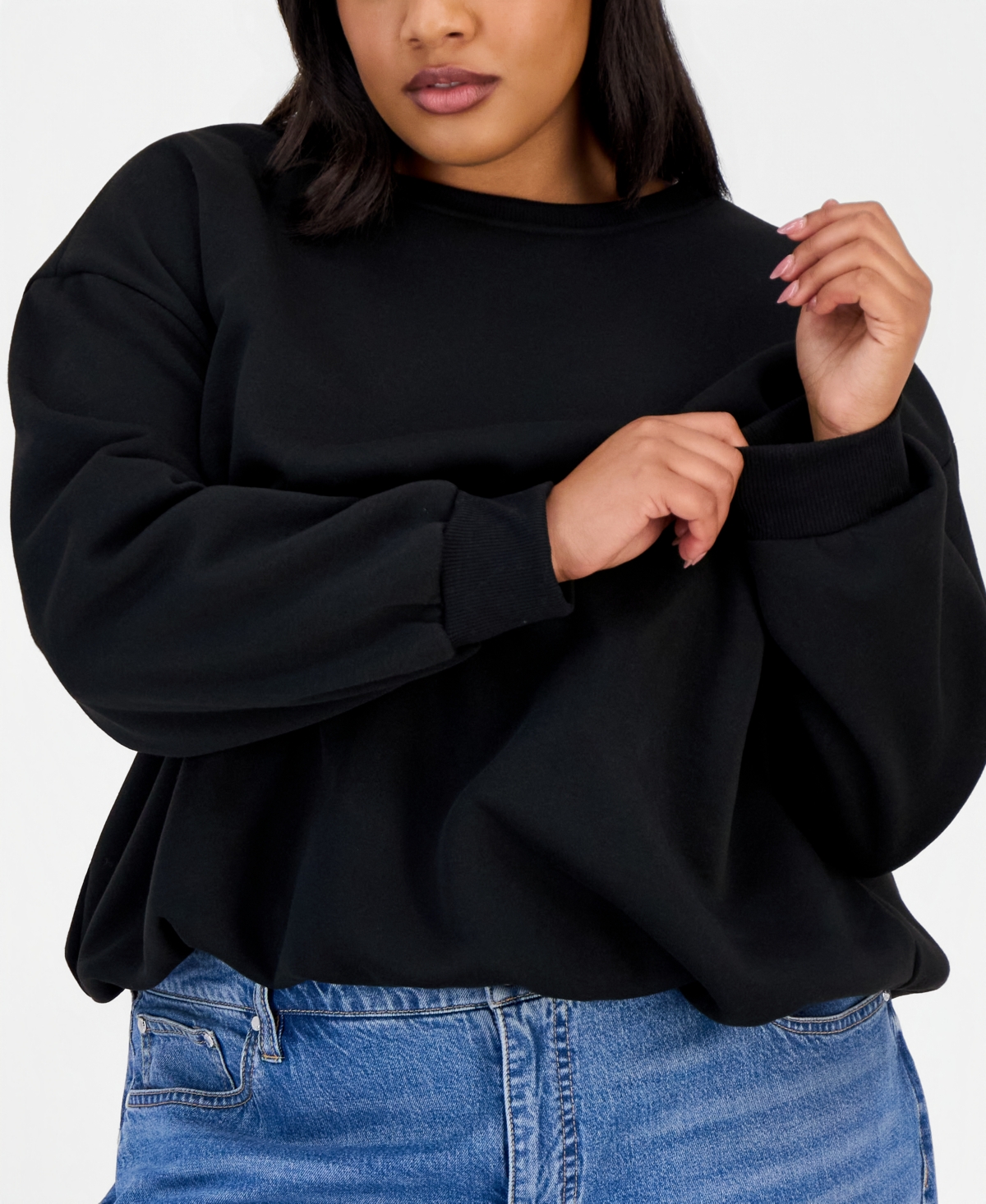Full Circle Trends Trendy Plus Bubble-Hem Sweatshirt