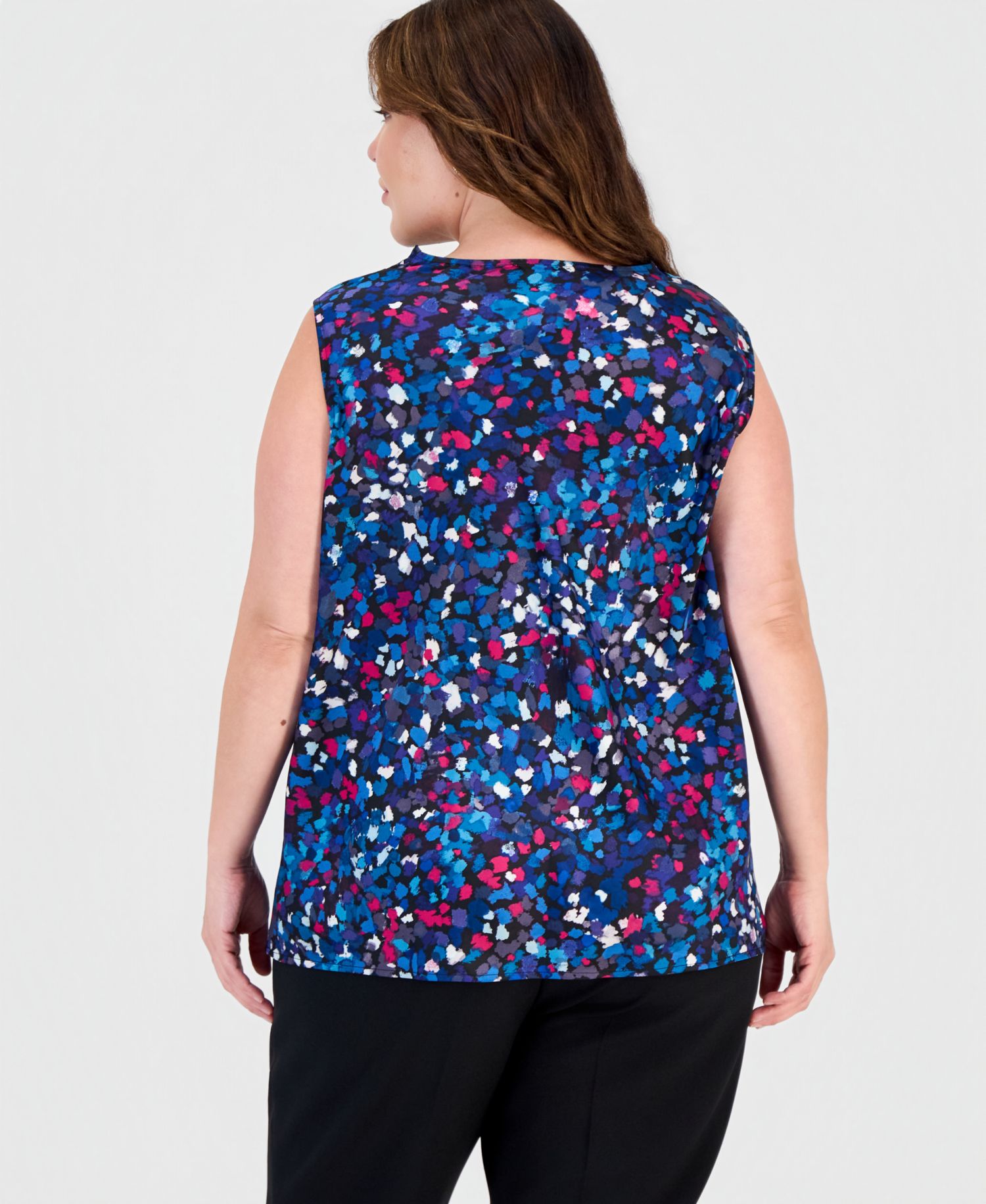 Plus Size Cowl-Neck Sleeveless Satin Blouse