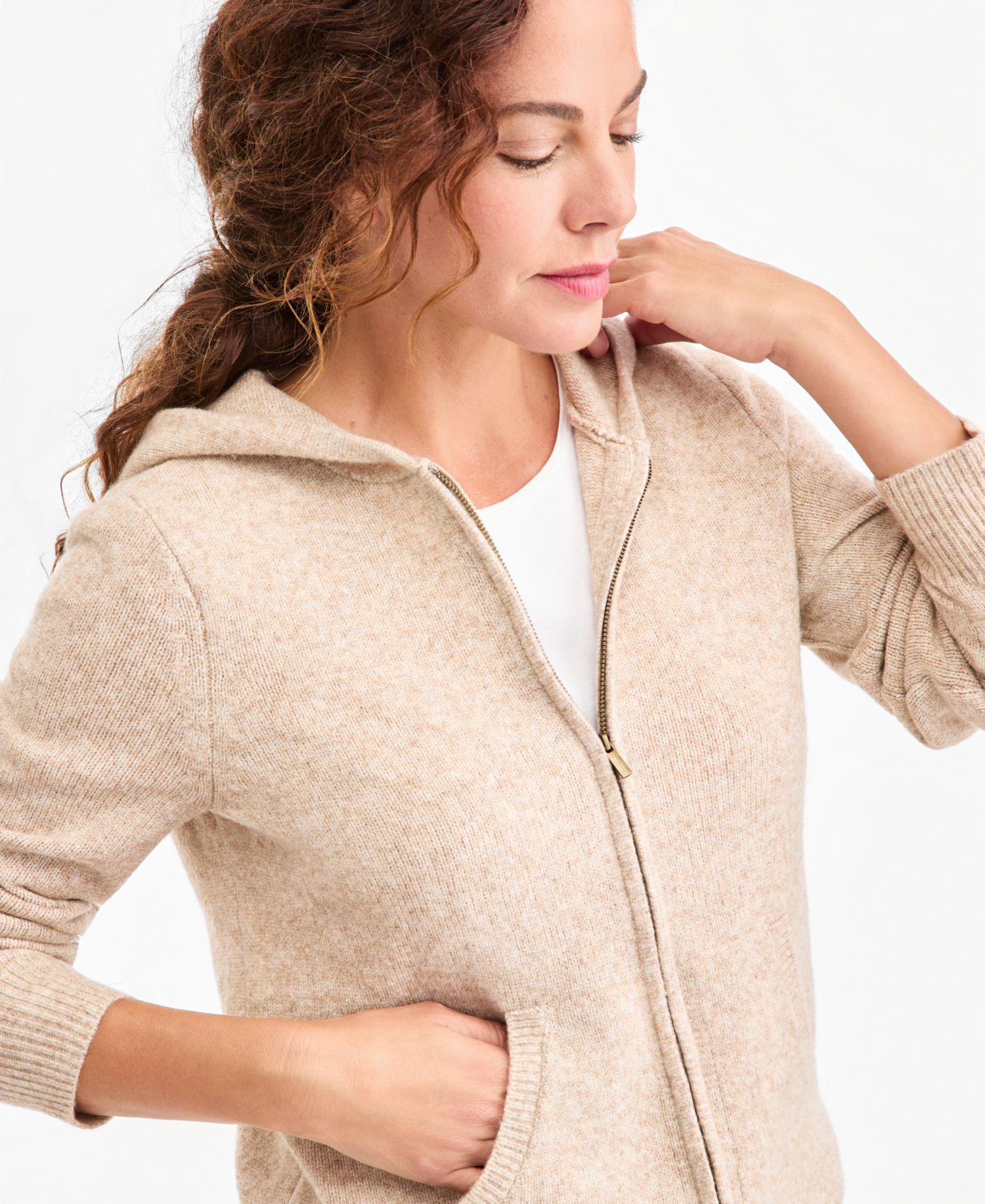 Petite Luxsoft Full-Zip Hoodie Sweater,