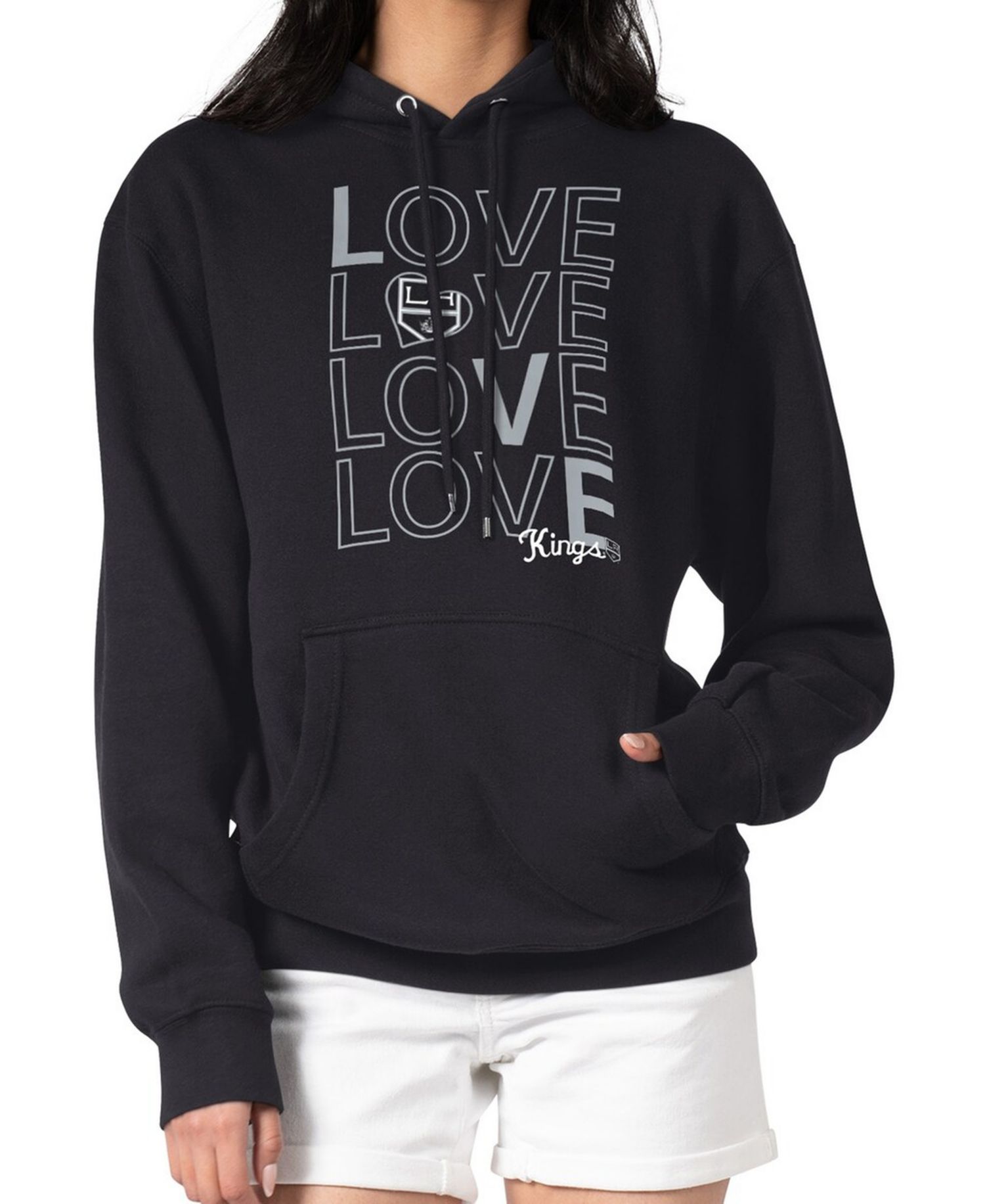 Women's Black Los Angeles Kings Hockey Love Fleece Pullover Hoodie