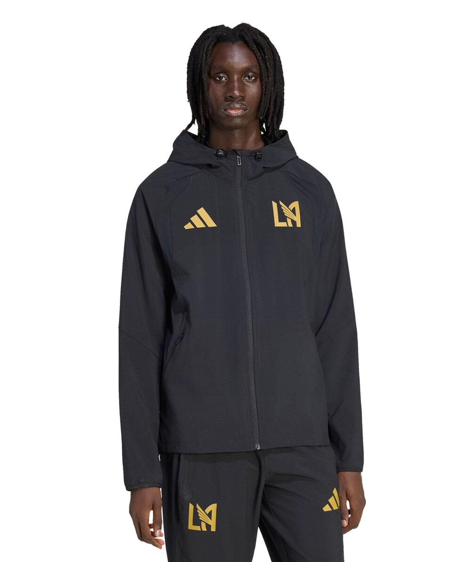 Men's Black LAFC Tiro Travel Full-Zip Hooded Windbreaker